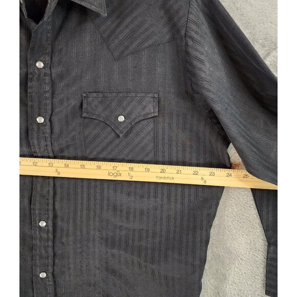 Ely Cattleman Shirt Mens Large Black Western Vintage Pearl Snap Long Sleeve - Picture 4 of 9